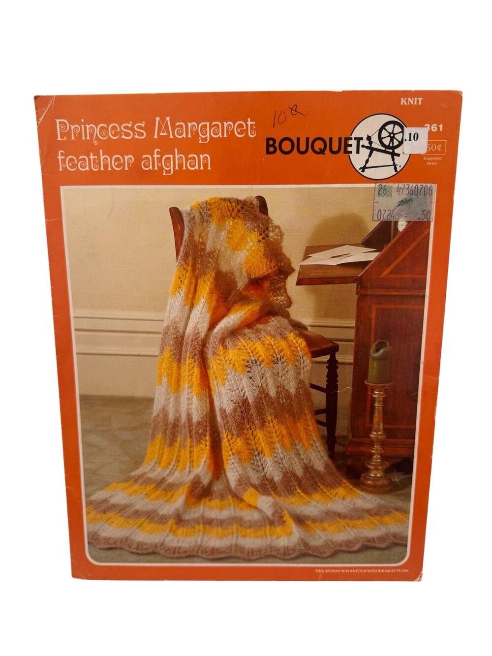 Vintage Bouquet Princess Margaret Feather Afghan Knitting Pattern 1980s